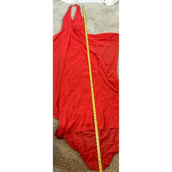 NICOLE MILLER Tangerine Halter Formal Silk Evening Gown Dress w/Train - Sz 2 - Picture 8 of 8